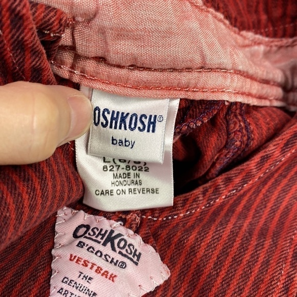 Vintage OshKosh B'Gosh Conductor Red Railroad Overalls Boys 6-9 Months - Picture 4 of 6
